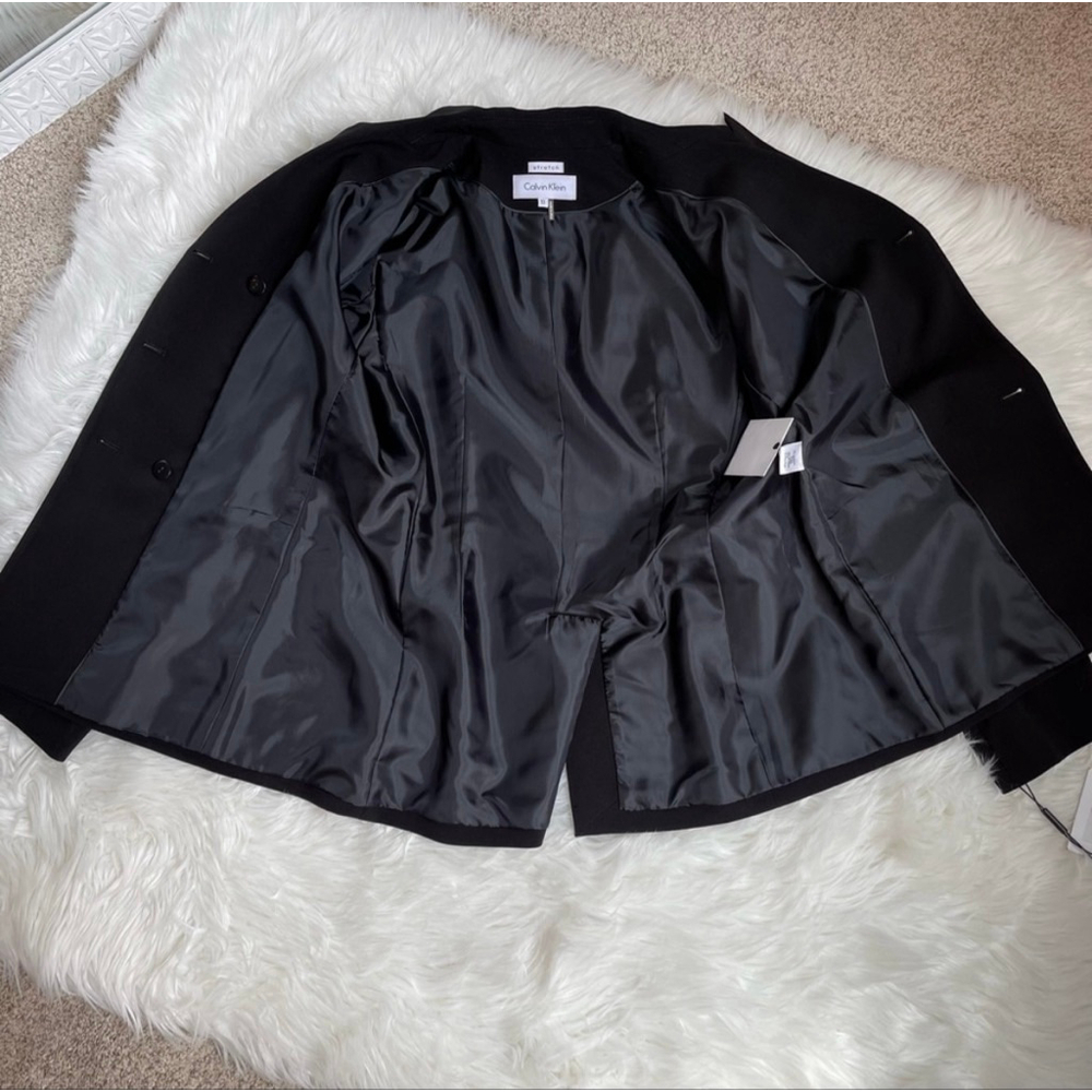 Calvin Klein Black Stretch Double Breasted Blazer NWT Size 10 Women’s - Picture 9 of 11